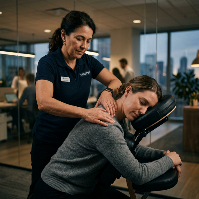 Licensed massage therapist providing recovery session